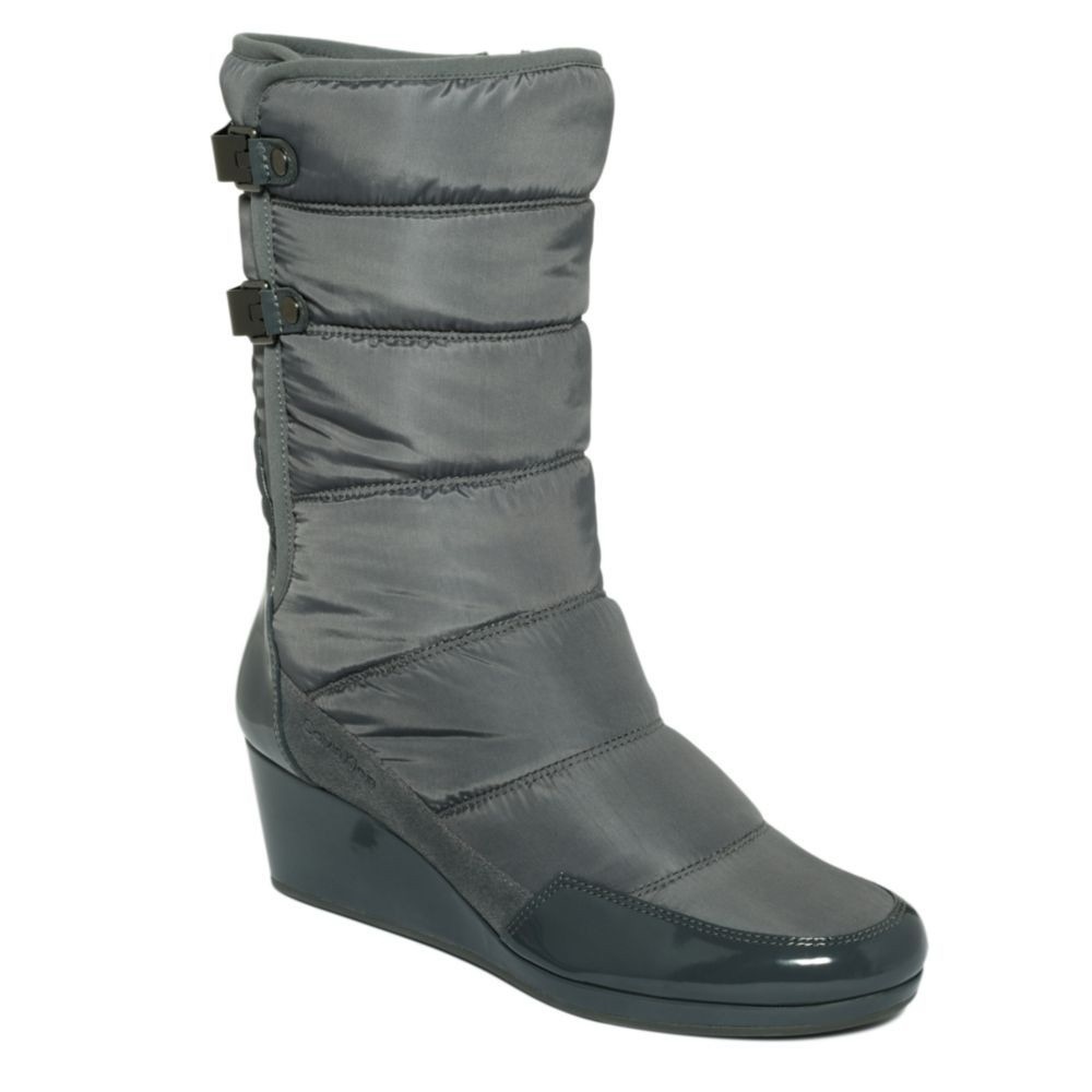 Calvin Klein Gray Quilted Wedge Boots